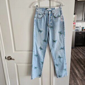 PacSun Eco Butterfly Print Dad Jeans.